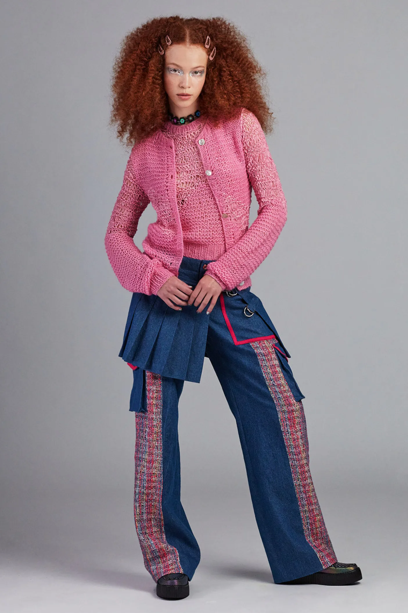 Mohair Tape Yarn Knit Cardigan