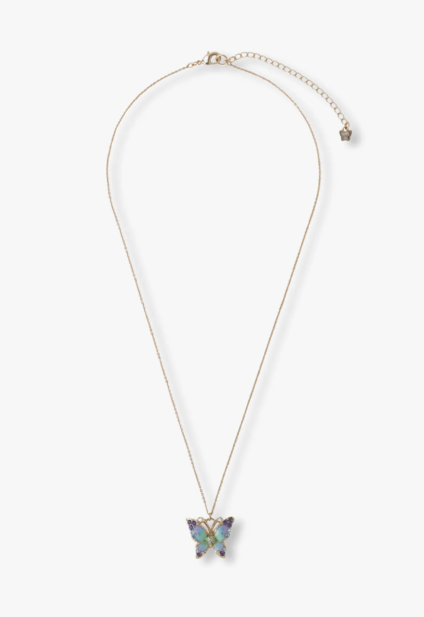 Multi-Colored Butterfly Sparkle Necklace-Gold