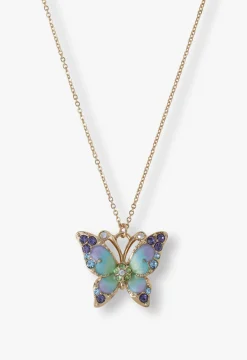 Multi-Colored Butterfly Sparkle Necklace-Gold