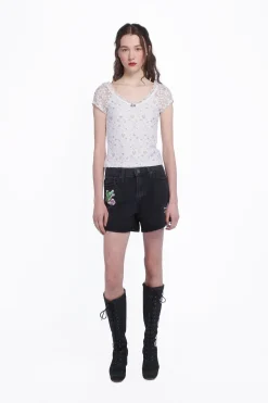 Pansy Stretch Lace Short Sleeve Top