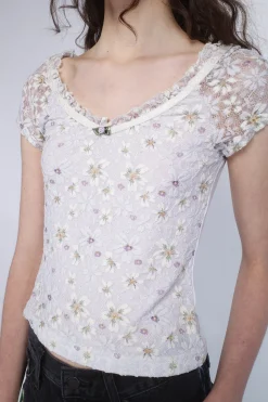 Pansy Stretch Lace Short Sleeve Top