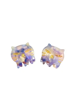 Pastel Meow Jaw Clip Pair Blue Lavender