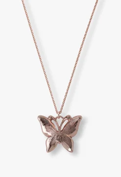 Pink & Lavender Butterfly Glow Necklace- Rose Gold