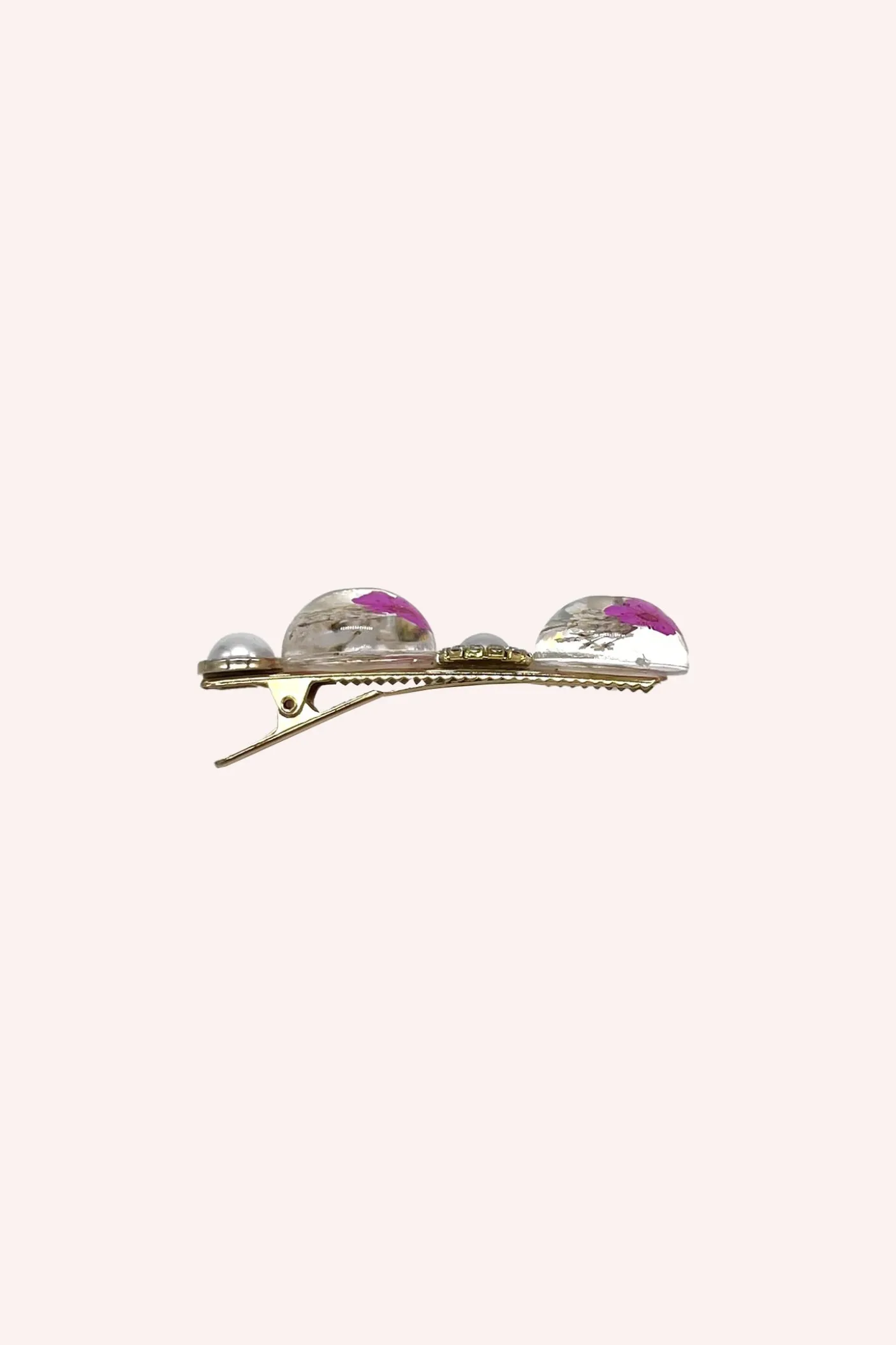 Pink Flower and Pearls Clamp Clip