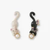 Playful Cat & Pearl Drop Earrings