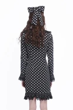 Polka Dot Pleated Wrap Dress