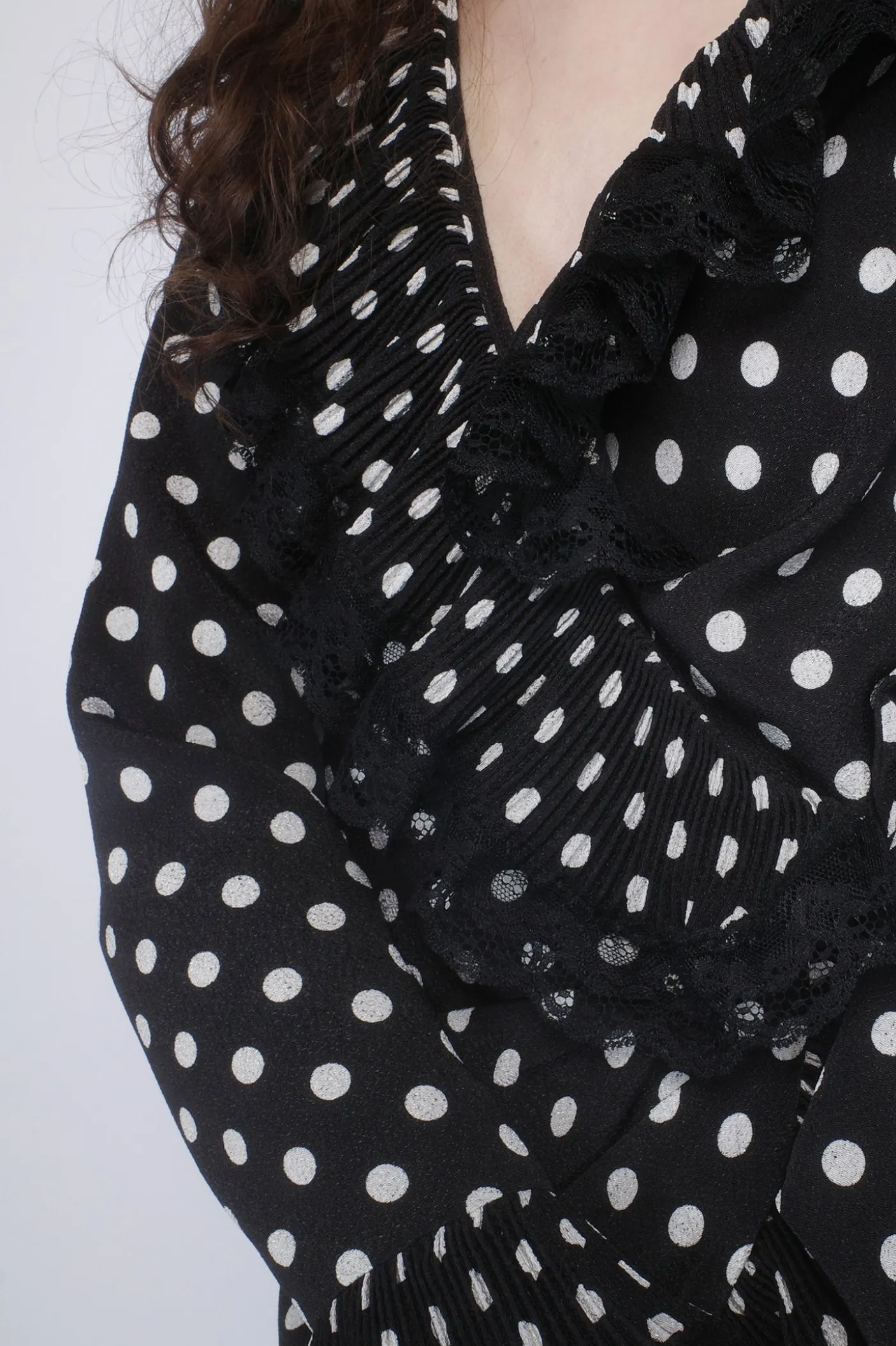 Polka Dot Pleated Wrap Dress
