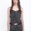 Polka Dot Ruched Lace Camisole