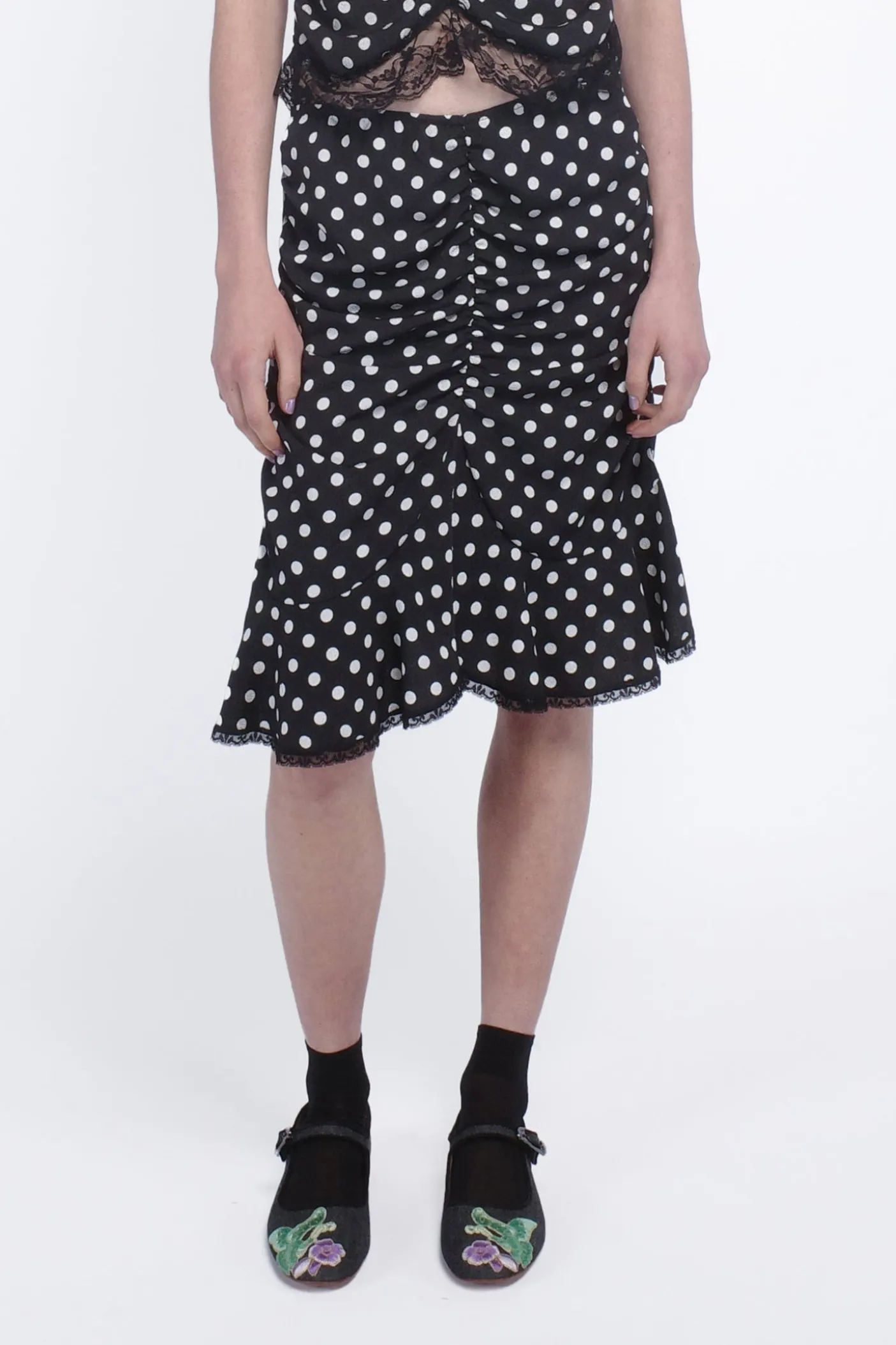 Polka Dot Ruched Skirt