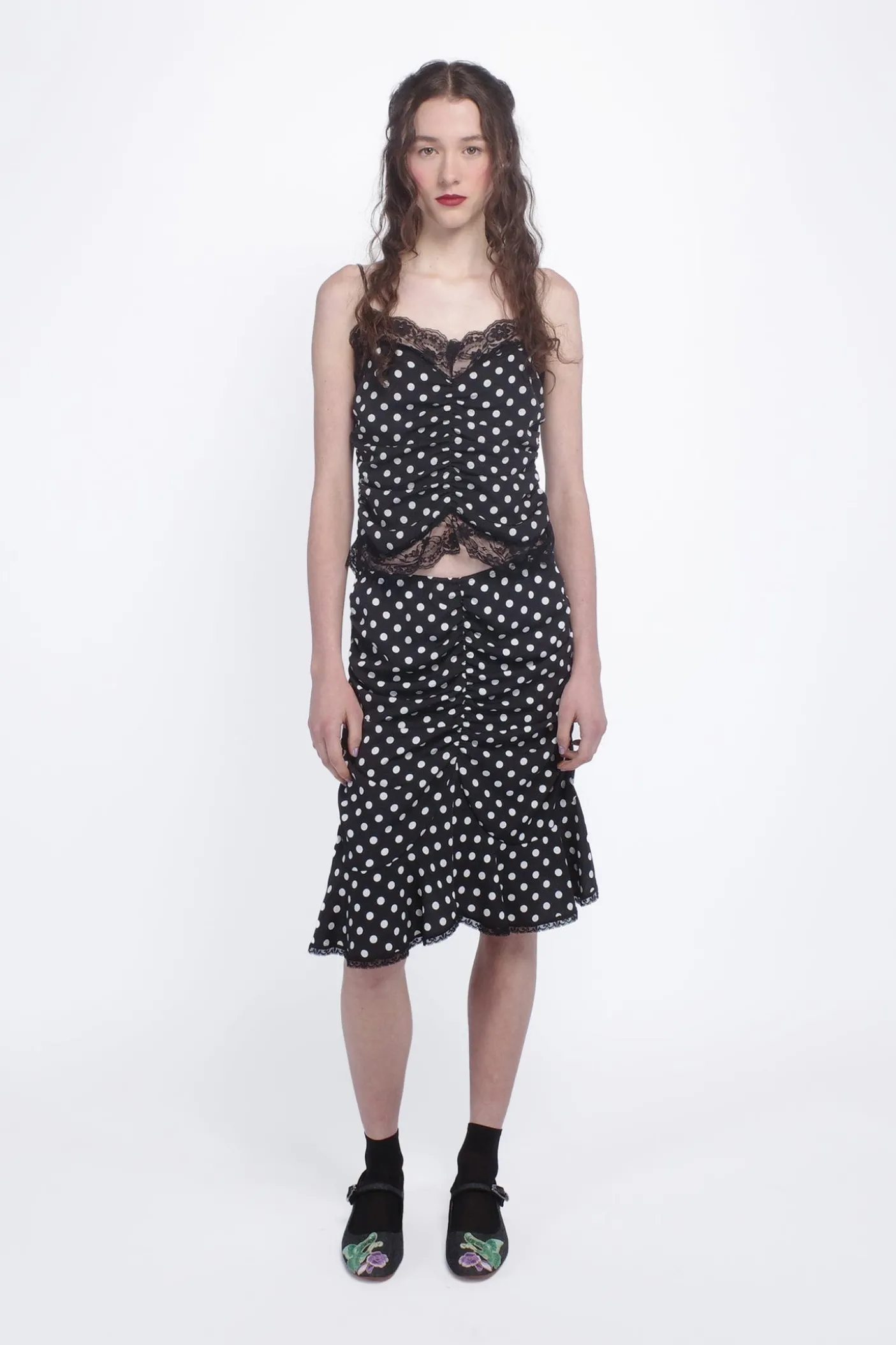 Polka Dot Ruched Skirt
