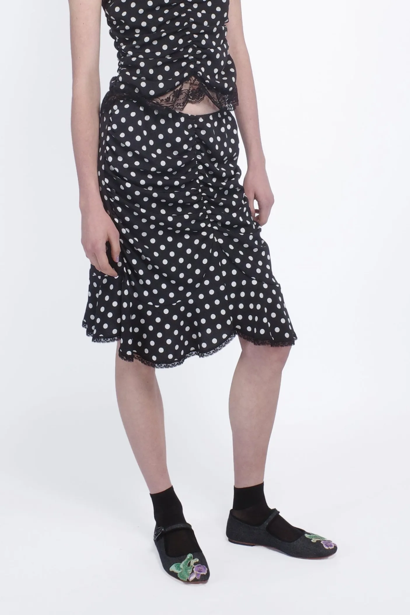 Polka Dot Ruched Skirt