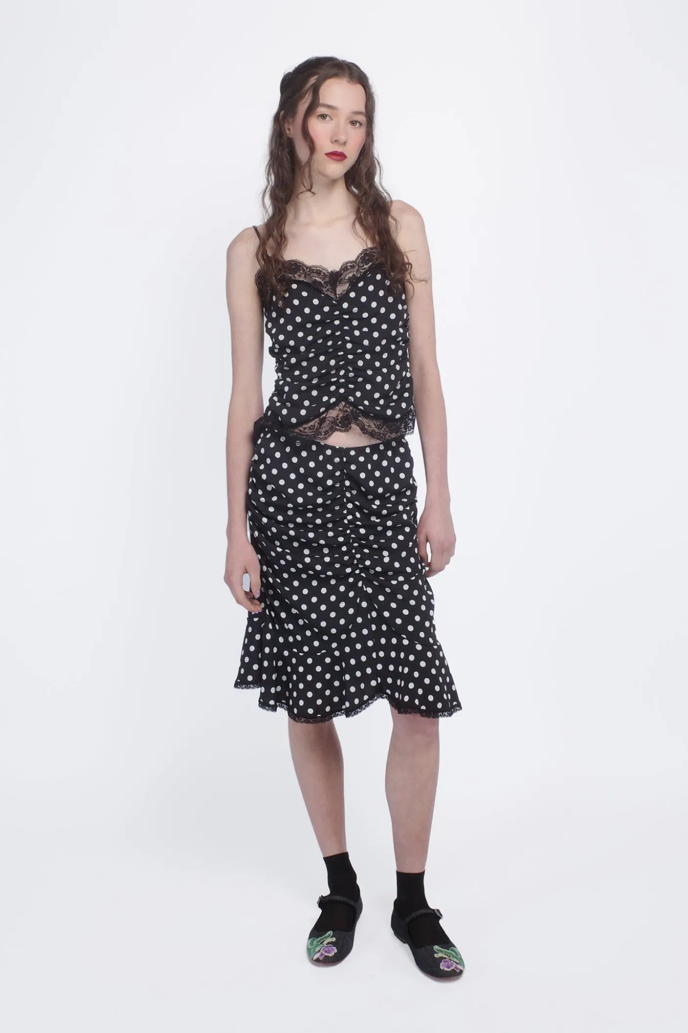 Polka Dot Ruched Skirt