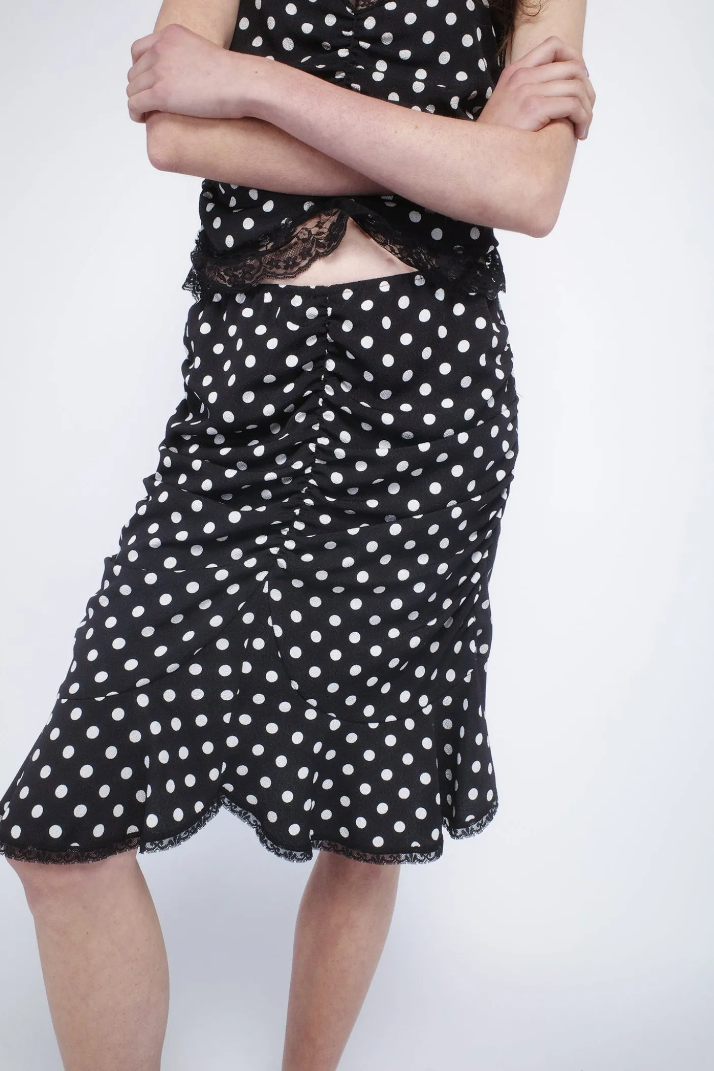 Polka Dot Ruched Skirt