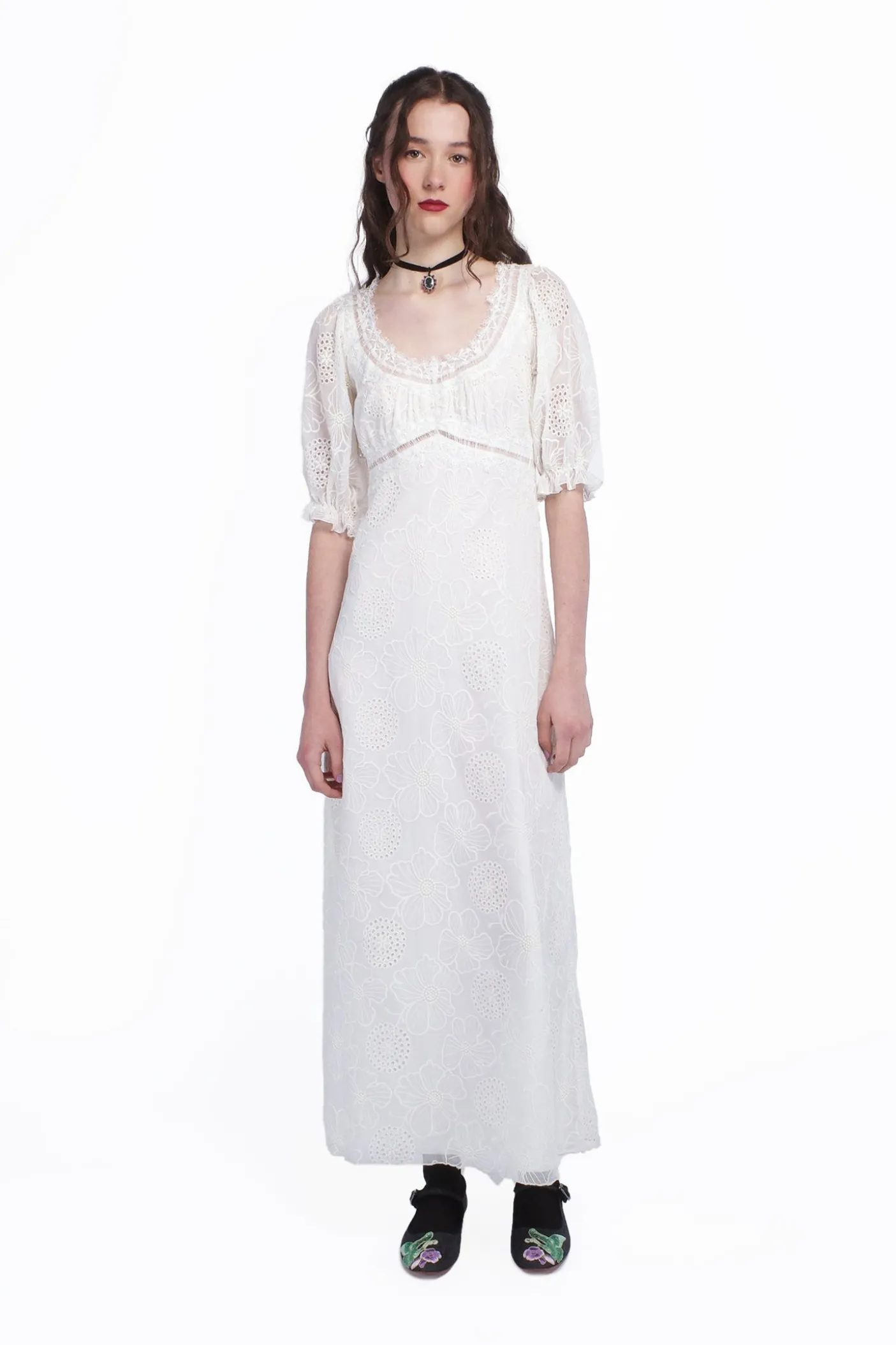 Poppy Embroidered Chiffon Dress