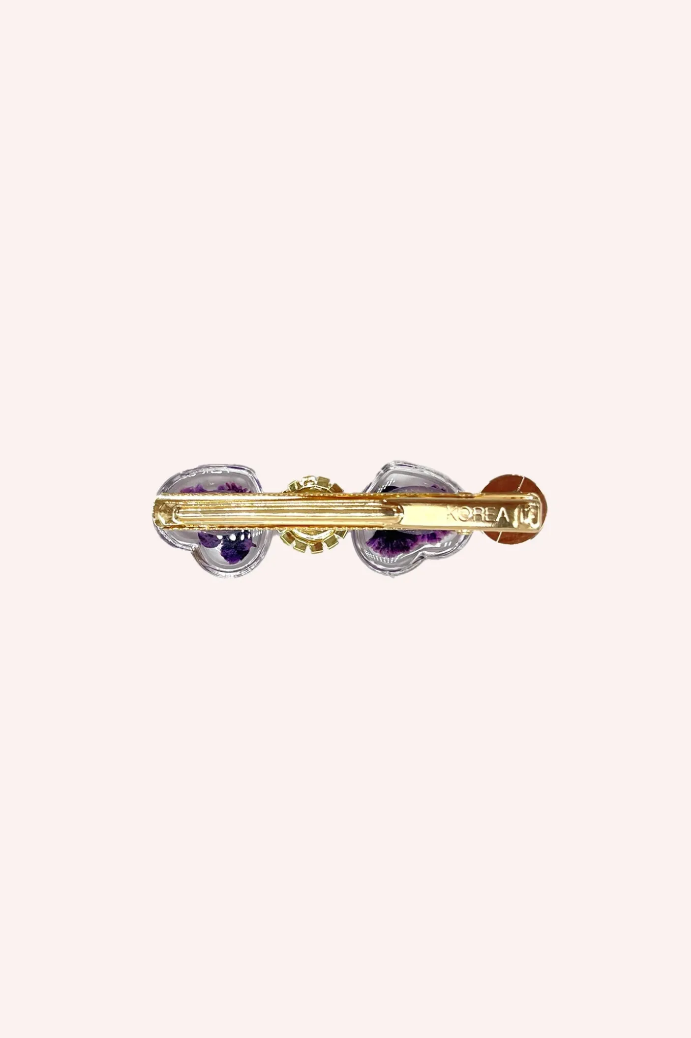 Purple Flower Hearts and Pearls Clamp Clip