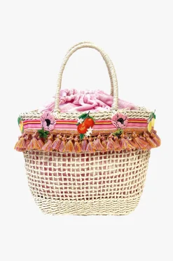 Raffia Tassel Bag-Pink