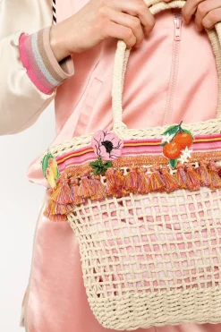 Raffia Tassel Bag-Pink