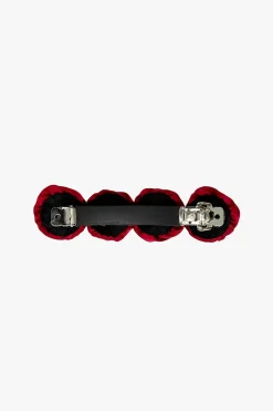 Red Rosette Charm Barrette
