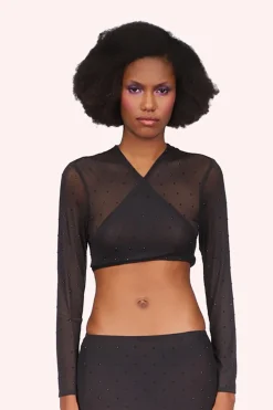 Rhinestone Mesh Tie Top
