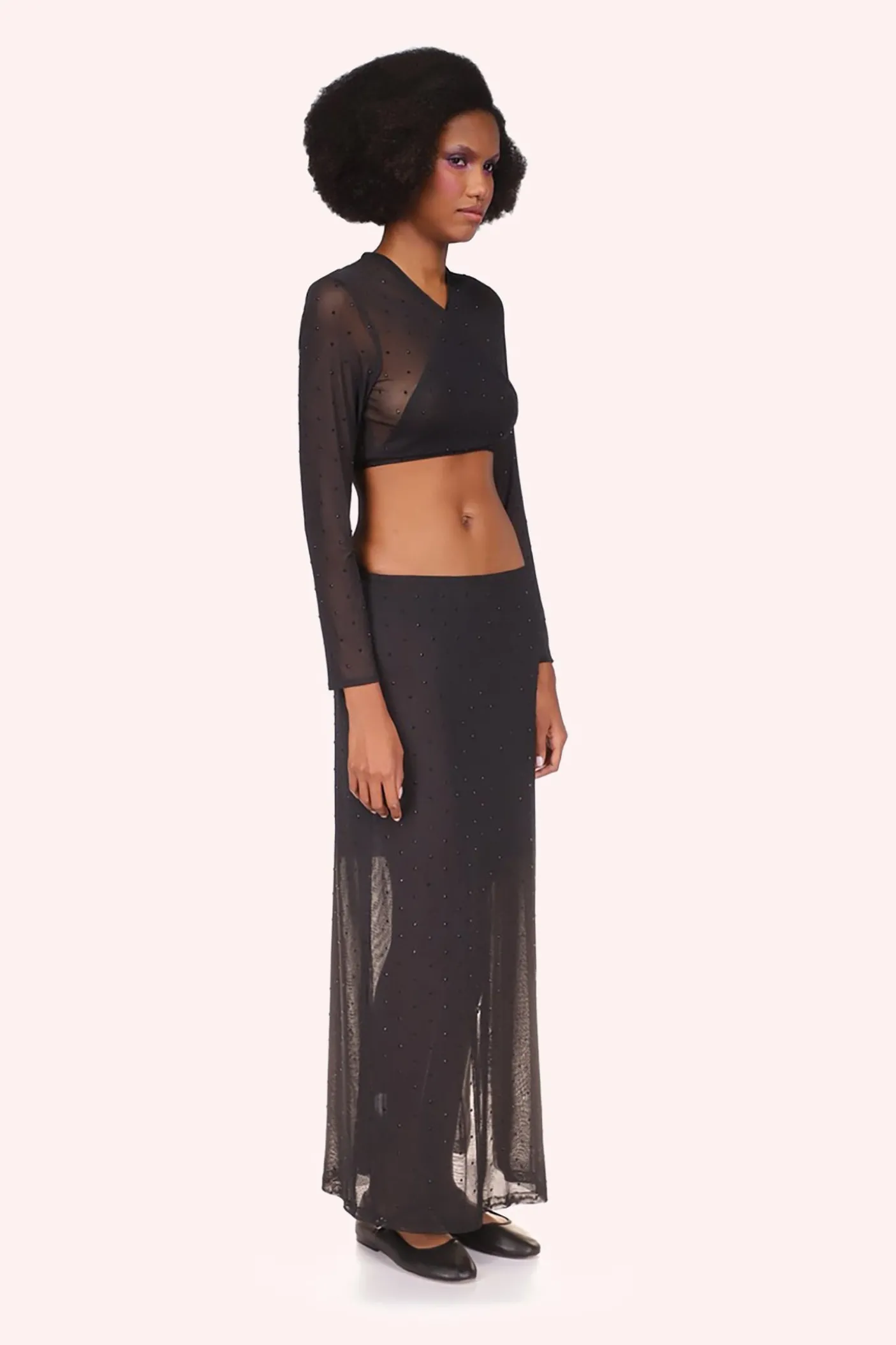 Rhinestone Mesh Tie Top