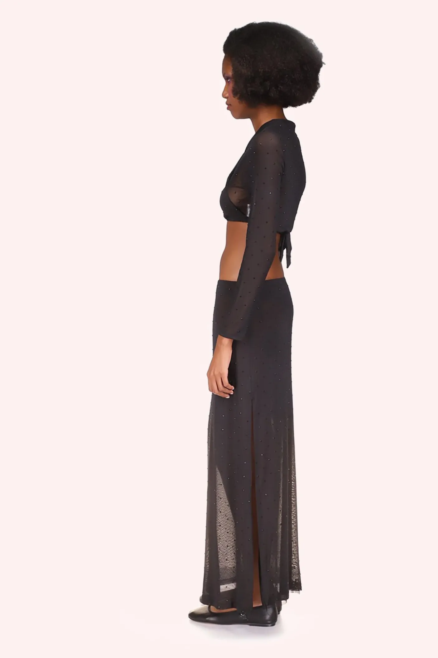 Rhinestone Mesh Tie Top