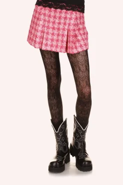 Ribbon Chenille Tweed Pleated Skirt