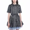 Ribbon Roses Belted Mini Dress