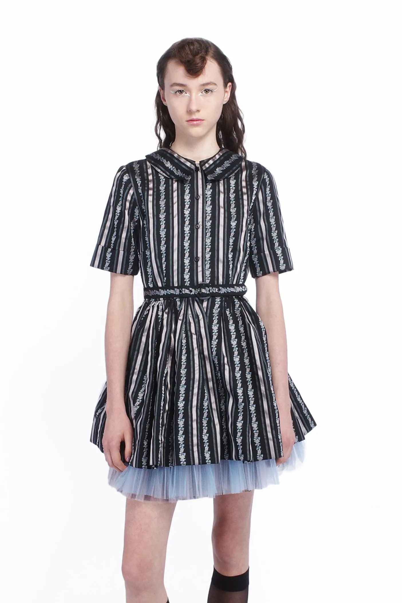 Ribbon Roses Belted Mini Dress