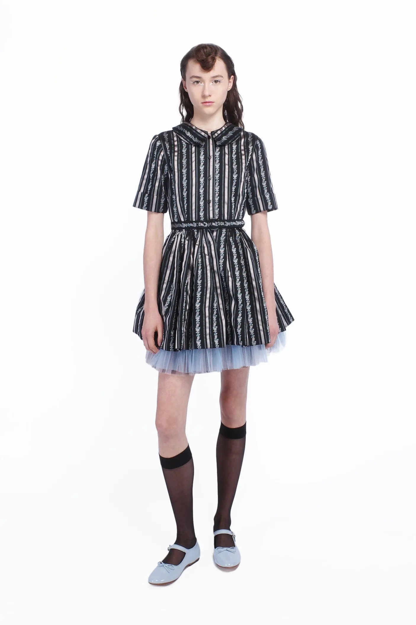 Ribbon Roses Belted Mini Dress