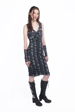 Rosetti Mesh Ruched Tie Dress
