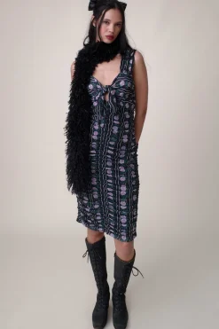Rosetti Mesh Ruched Tie Dress