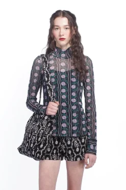 Rosetti Mesh Turtleneck Top