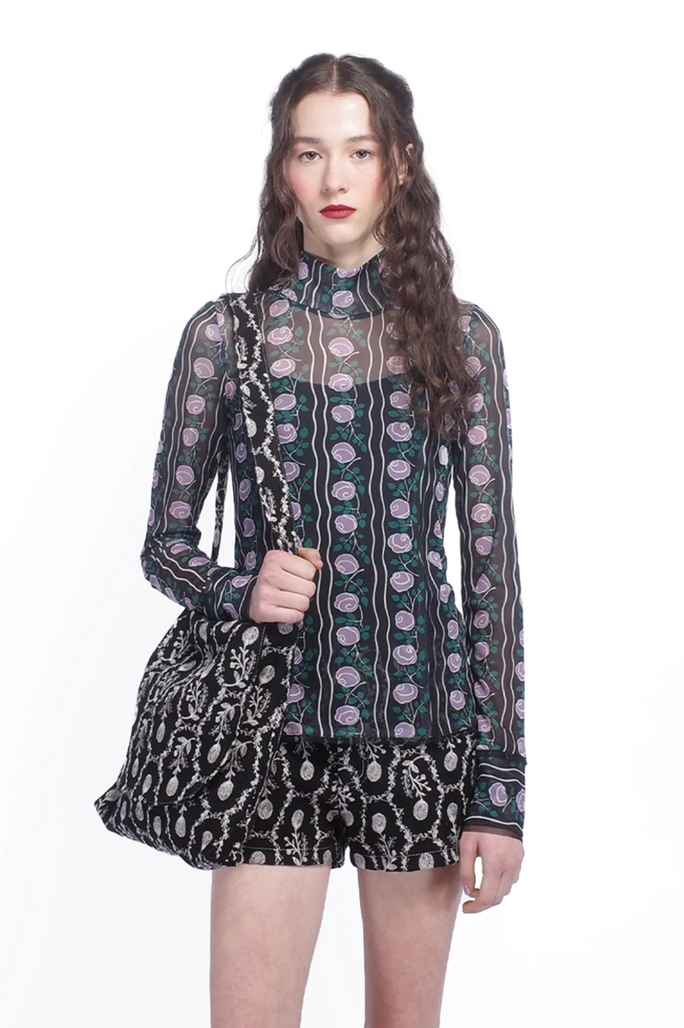Rosetti Mesh Turtleneck Top