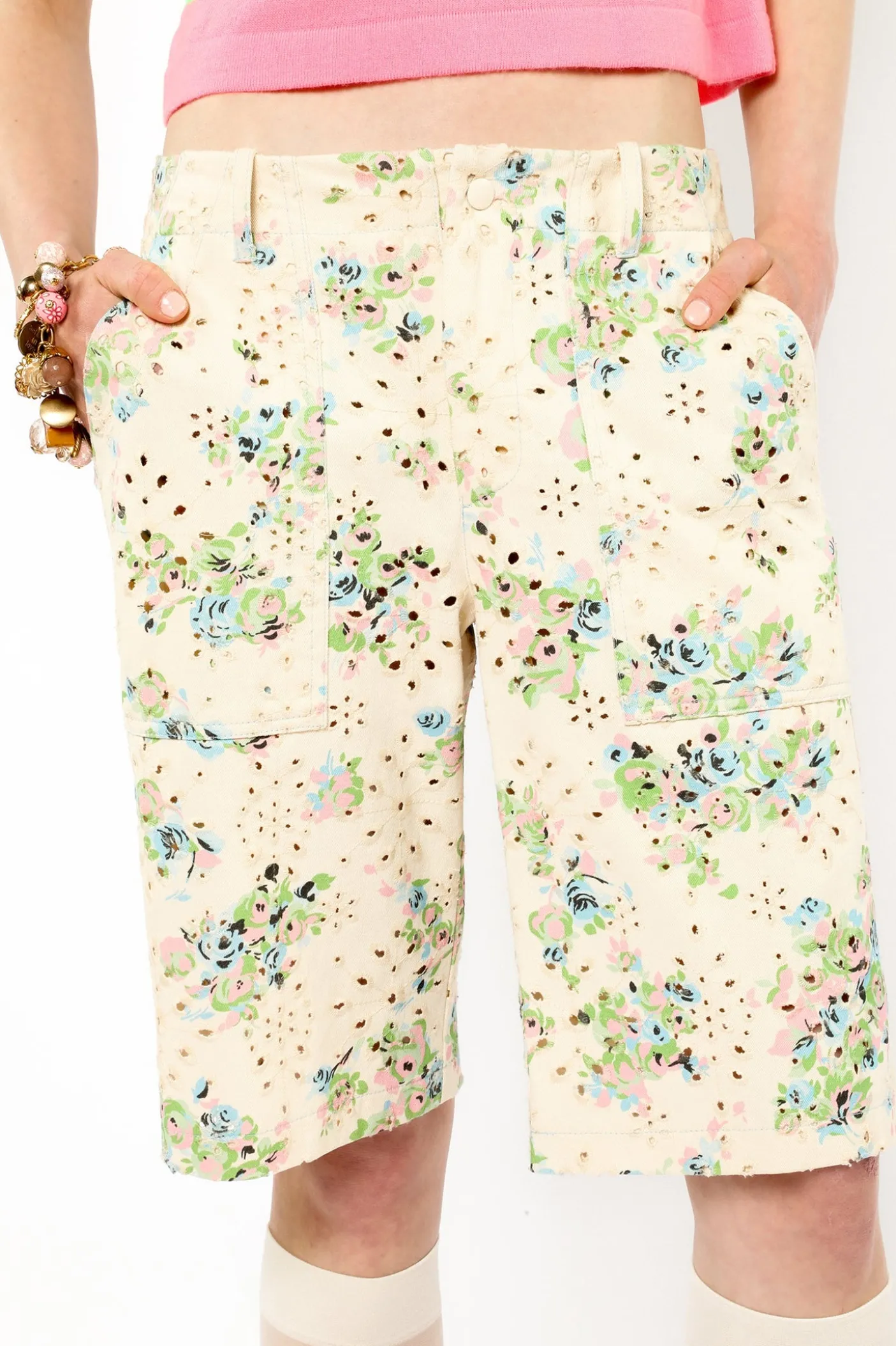 Rosies Posies Eyelet Bermuda Shorts