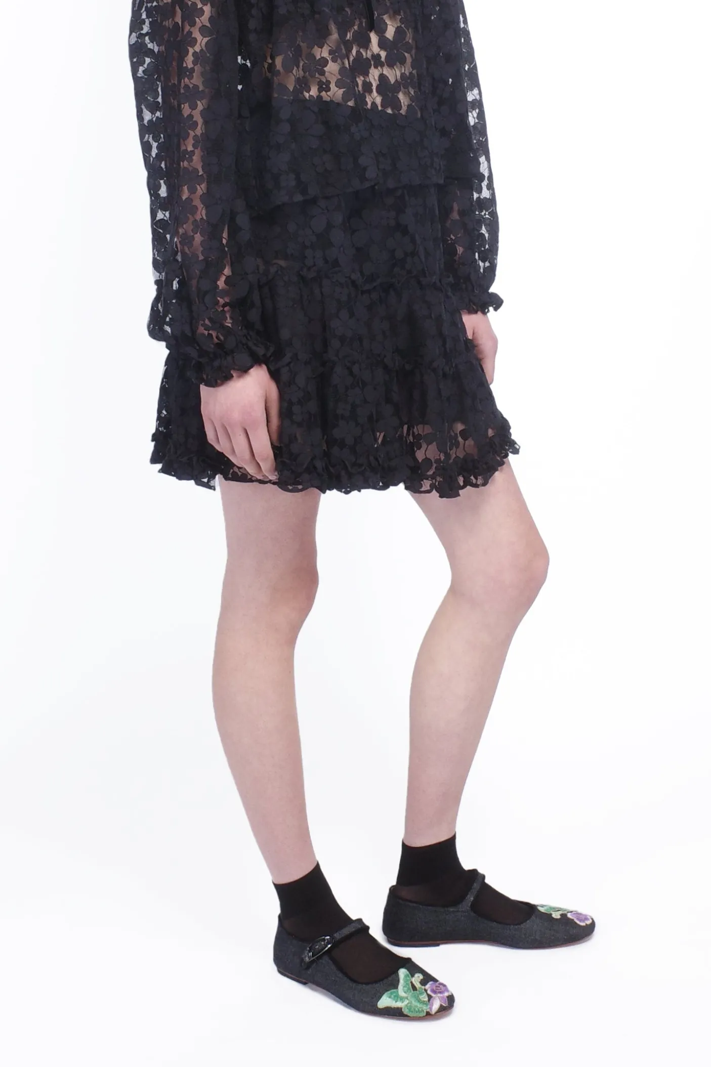 Shadow Blossom Tulle Tiered Petticoat Skirt