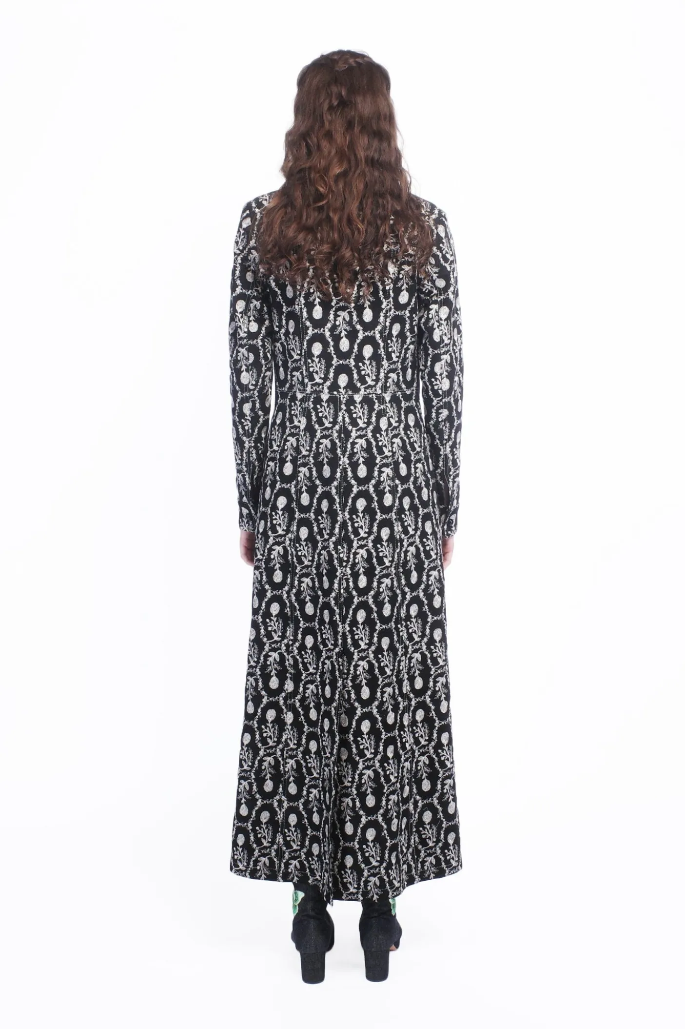 Sleeping Beauty Embroidered Faux Suede Long Coat