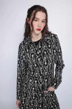 Sleeping Beauty Embroidered Faux Suede Long Coat