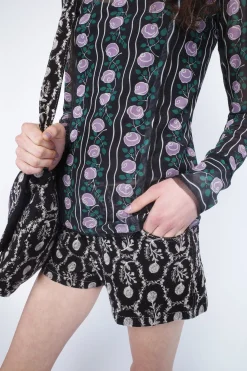 Sleeping Beauty Embroidered Faux Suede Shorts