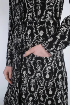 Sleeping Beauty Embroidered Faux Suede Long Coat