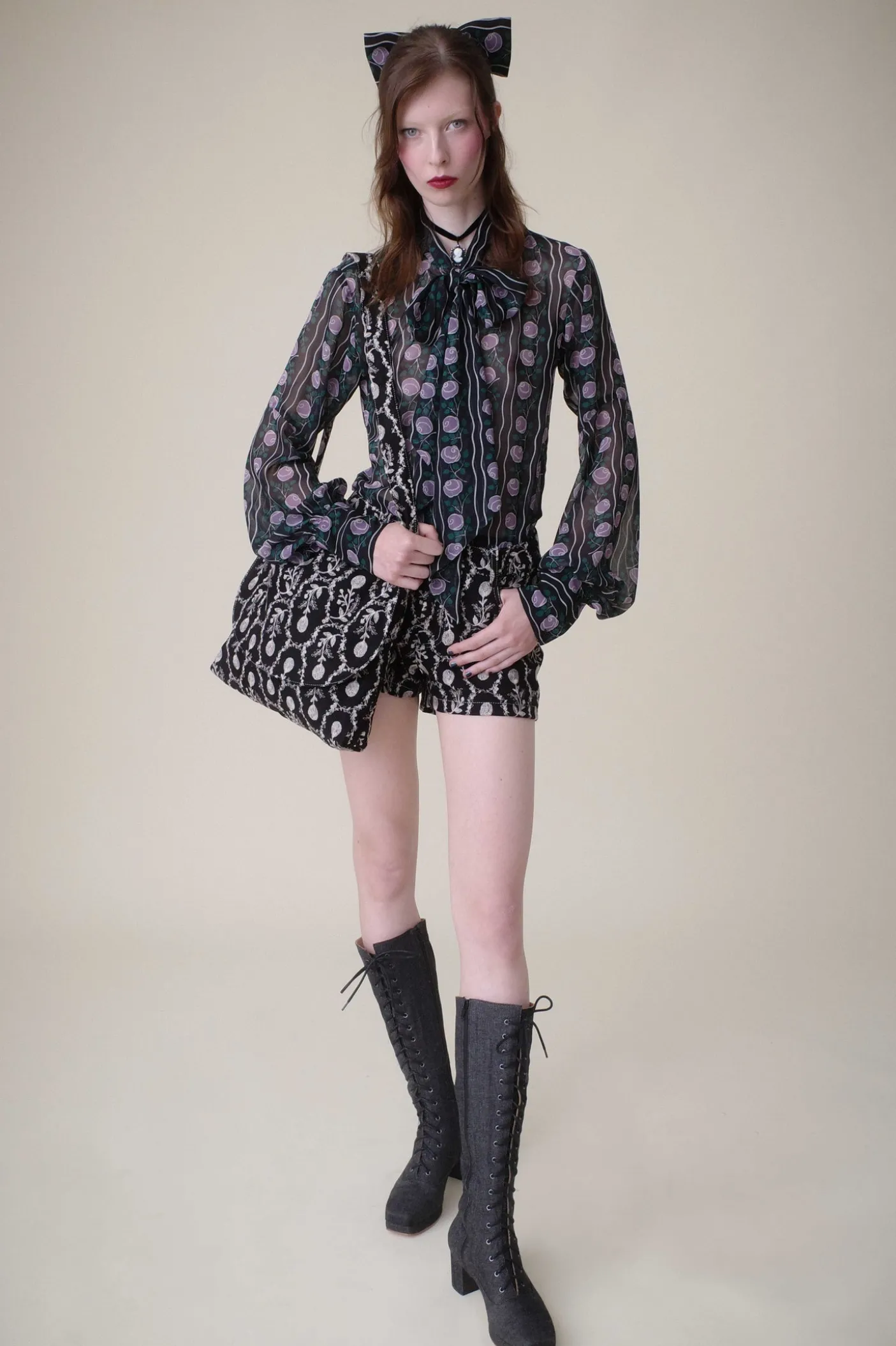 Sleeping Beauty Embroidered Faux Suede Shorts