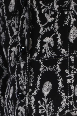 Sleeping Beauty Embroidered Faux Suede Long Coat