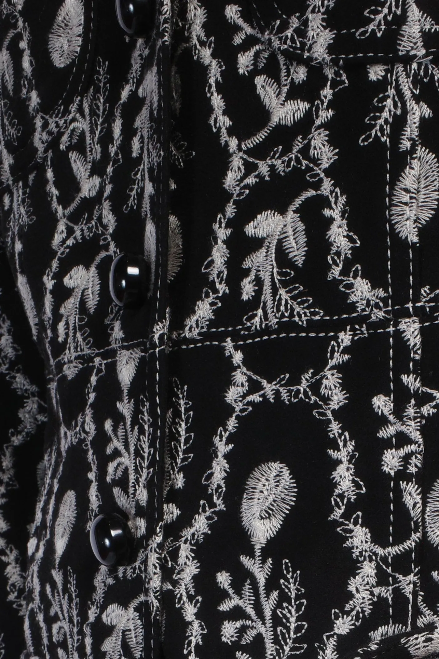 Sleeping Beauty Embroidered Faux Suede Long Coat