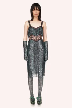 Snakeskin Sequin & Lace Midi Dress
