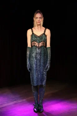 Snakeskin Sequin & Lace Midi Dress