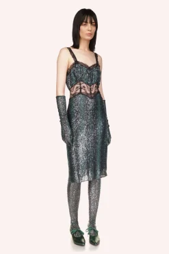 Snakeskin Sequin & Lace Midi Dress