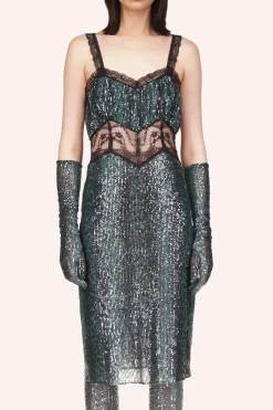 Snakeskin Sequin & Lace Midi Dress
