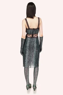 Snakeskin Sequin & Lace Midi Dress