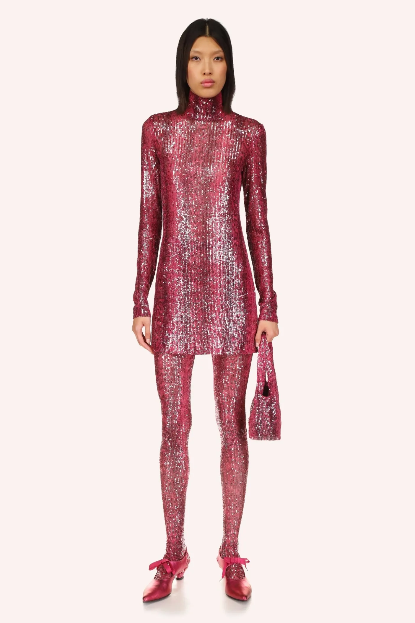 Snakeskin Sequin Turtleneck Dress