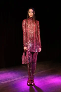 Snakeskin Sequin Turtleneck Dress