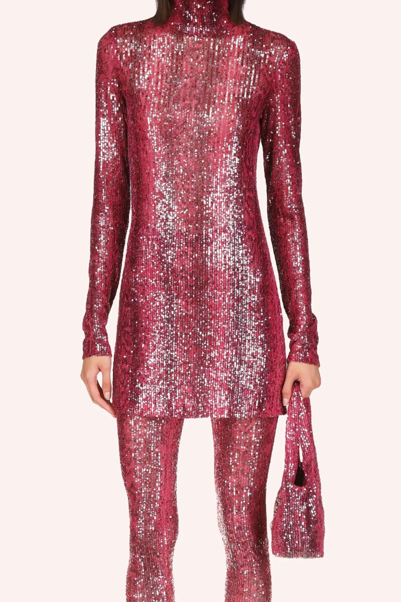 Snakeskin Sequin Turtleneck Dress